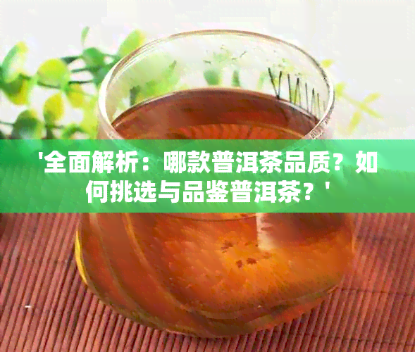 '全面解析：哪款普洱茶品质？如何挑选与品鉴普洱茶？'