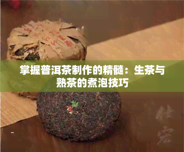 掌握普洱茶制作的精髓：生茶与熟茶的煮泡技巧