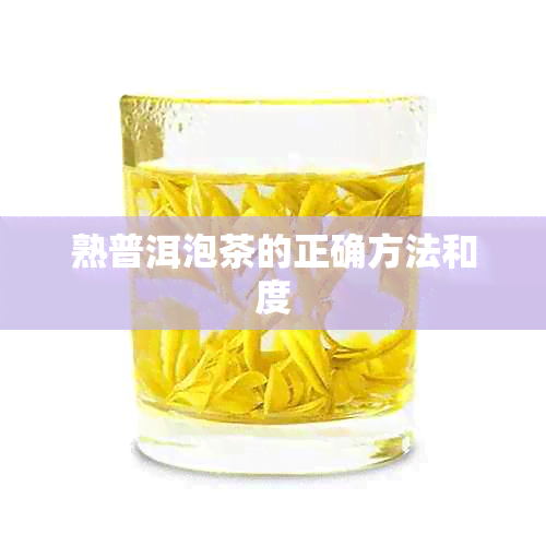 熟普洱泡茶的正确方法和度