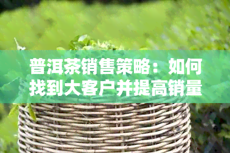 普洱茶销售策略：如何找到大客户并提高销量？