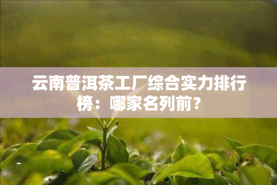 云南普洱茶工厂综合实力排行榜：哪家名列前？