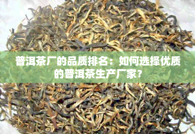 普洱茶厂的品质排名：如何选择优质的普洱茶生产厂家？