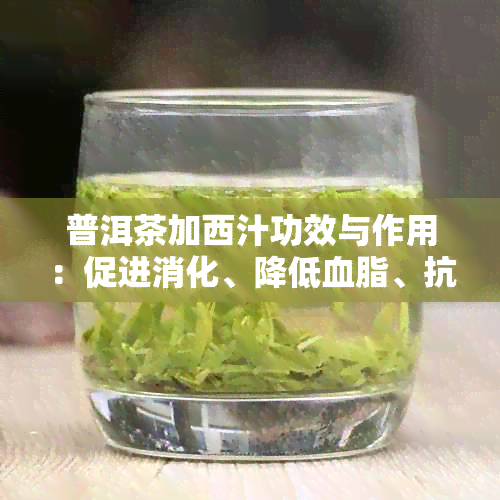 普洱茶加西汁功效与作用：促进消化、降低血脂、抗氧化，禁忌于胃病患者。