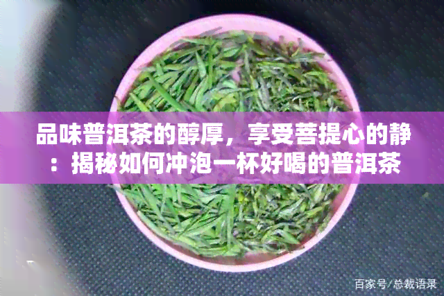 品味普洱茶的醇厚，享受菩提心的静：揭秘如何冲泡一杯好喝的普洱茶