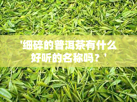 '细碎的普洱茶有什么好听的名称吗？'