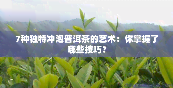 7种独特冲泡普洱茶的艺术：你掌握了哪些技巧？