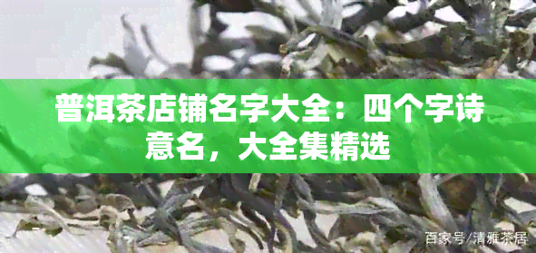 普洱茶店铺名字大全：四个字诗意名，大全集精选