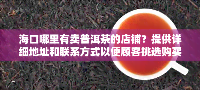 海口哪里有卖普洱茶的店铺？提供详细地址和联系方式以便顾客挑选购买