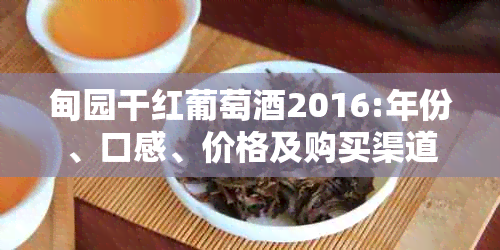 甸园干红葡萄2016:年份、口感、价格及购买渠道全面解析