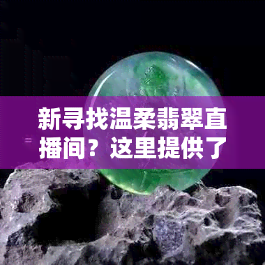 新寻找温柔翡翠直播间？这里提供了一个全方位的观看指南！