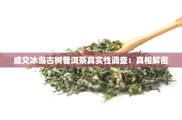 成交冰岛古树普洱茶真实性调查：真相解密