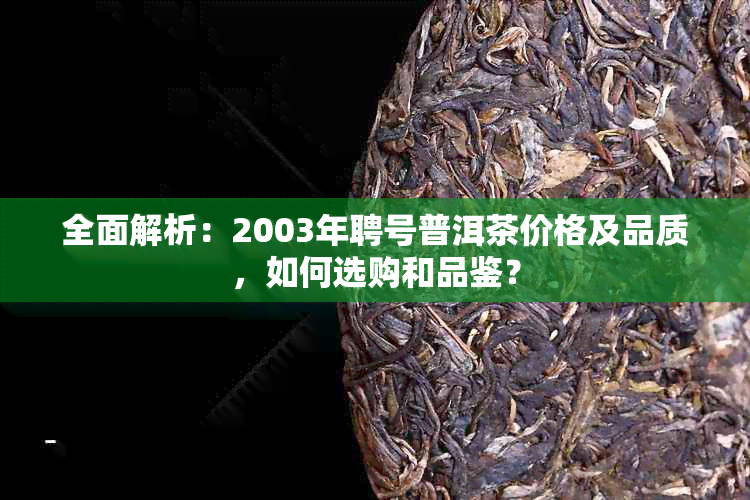 全面解析：2003年聘号普洱茶价格及品质，如何选购和品鉴？