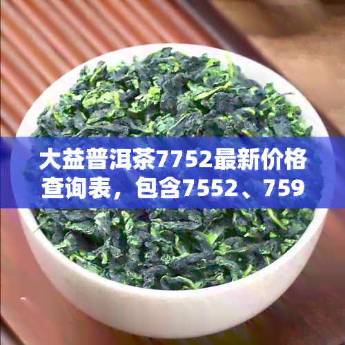 大益普洱茶7752最新价格查询表，包含7552、7592和7582的最新价格以及评价