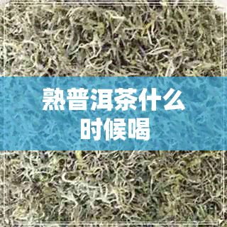 熟普洱茶什么时候喝