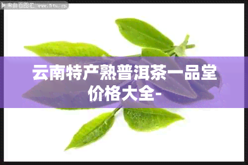 云南特产熟普洱茶一品堂价格大全-