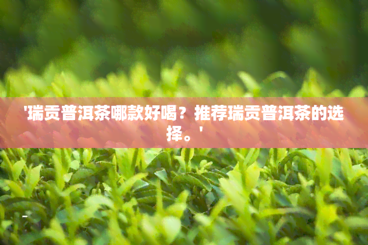 '瑞贡普洱茶哪款好喝？推荐瑞贡普洱茶的选择。'