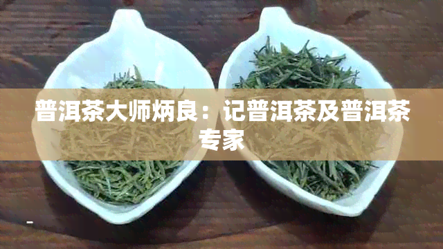 普洱茶大师炳良：记普洱茶及普洱茶专家