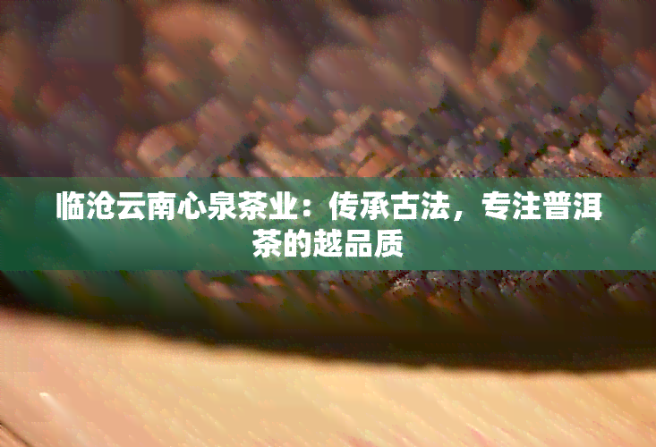 临沧云南心泉茶业：传承古法，专注普洱茶的越品质