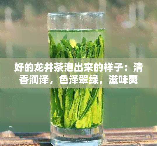 好的龙井茶泡出来的样子：清香润泽，色泽翠绿，滋味爽回。