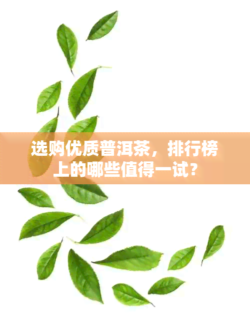 选购优质普洱茶，排行榜上的哪些值得一试？