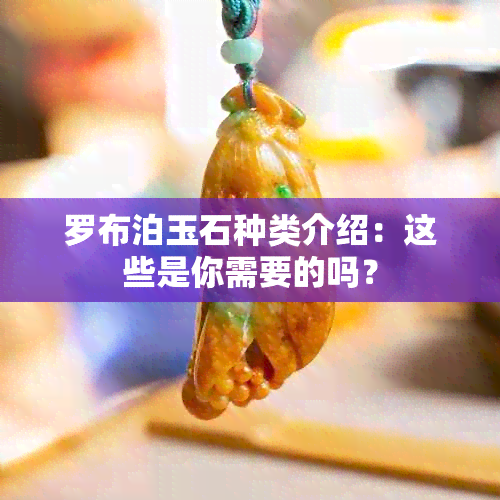 罗布泊玉石种类介绍：这些是你需要的吗？