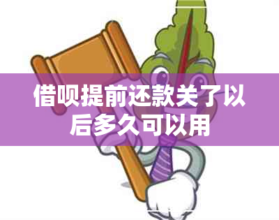 借呗提前还款关了以后多久可以用