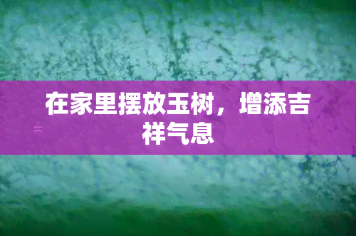 在家里摆放玉树，增添吉祥气息