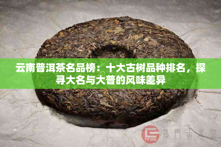 云南普洱茶名品榜：十大古树品种排名，探寻大名与大普的风味差异