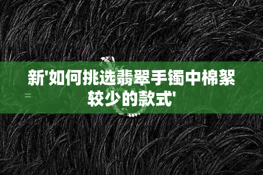 新'如何挑选翡翠手镯中棉絮较少的款式'