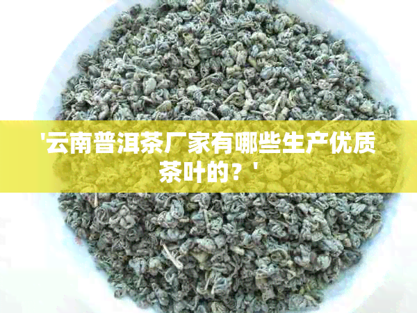 '云南普洱茶厂家有哪些生产优质茶叶的？'