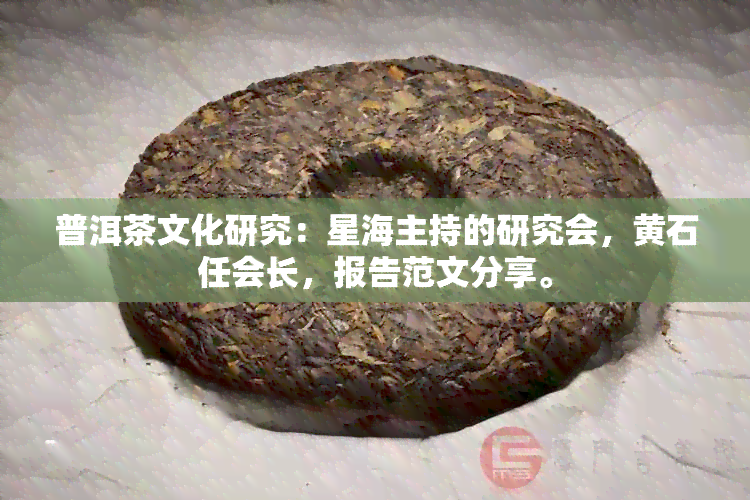 普洱茶文化研究：星海主持的研究会，黄石任会长，报告范文分享。