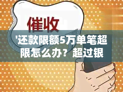 '还款限额5万单笔超限怎么办？超过银行限额及金额限制处理方式'