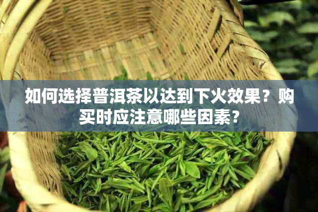 如何选择普洱茶以达到下火效果？购买时应注意哪些因素？