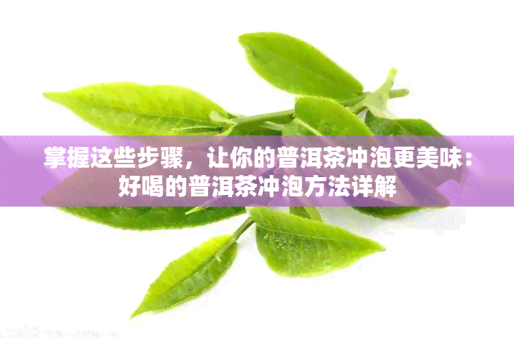 掌握这些步骤，让你的普洱茶冲泡更美味：好喝的普洱茶冲泡方法详解