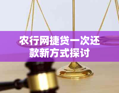 农行网捷贷一次还款新方式探讨