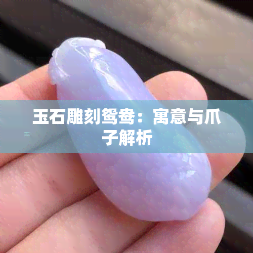 玉石雕刻鸳鸯：寓意与爪子解析