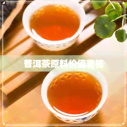 普洱茶原料价值表格