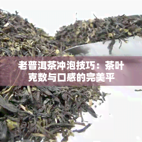 老普洱茶冲泡技巧：茶叶克数与口感的完美平