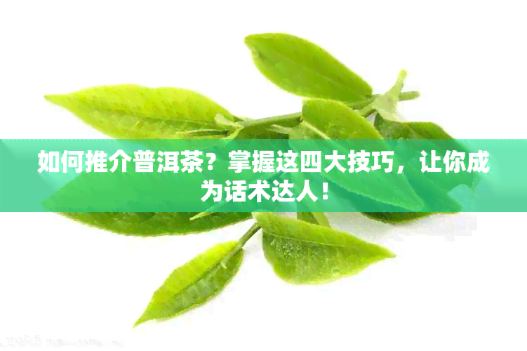 如何推介普洱茶？掌握这四大技巧，让你成为话术达人！