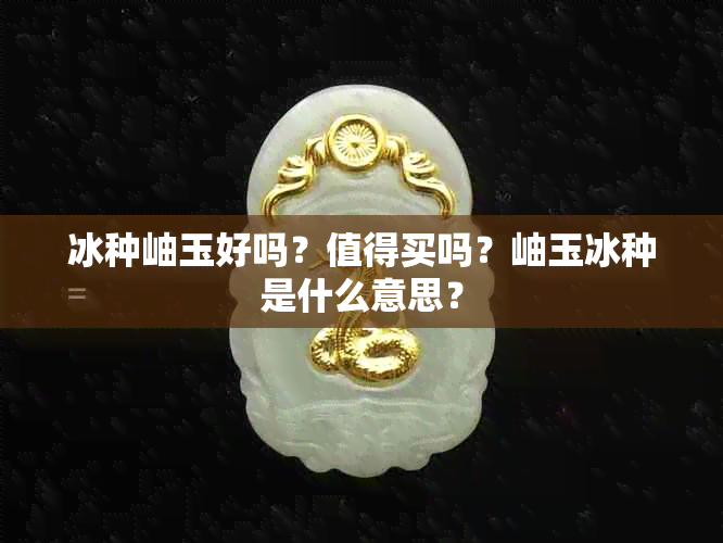 冰种岫玉好吗？值得买吗？岫玉冰种是什么意思？