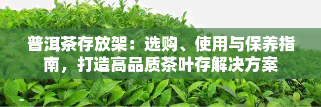 普洱茶存放架：选购、使用与保养指南，打造高品质茶叶存解决方案