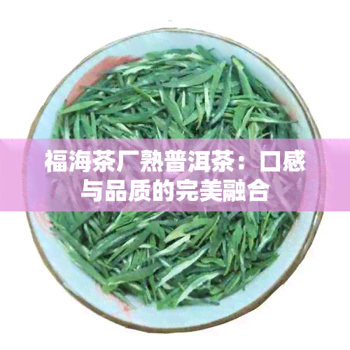 福海茶厂熟普洱茶：口感与品质的完美融合