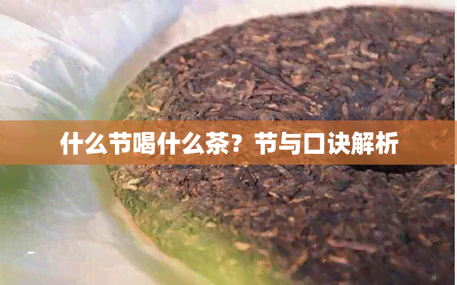 什么节喝什么茶？节与口诀解析