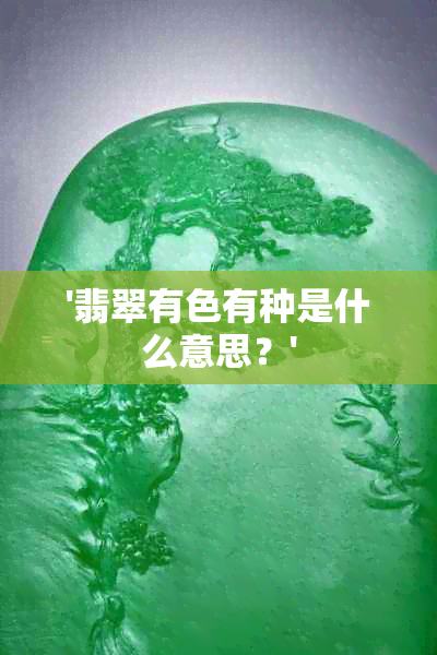 '翡翠有色有种是什么意思？'