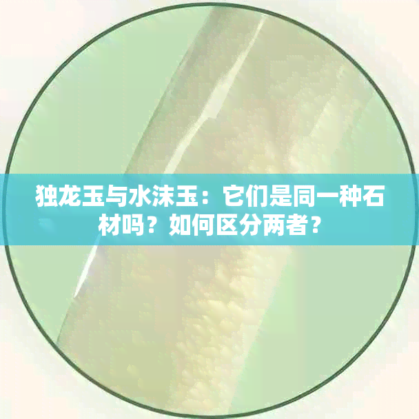 独龙玉与水沫玉：它们是同一种石材吗？如何区分两者？