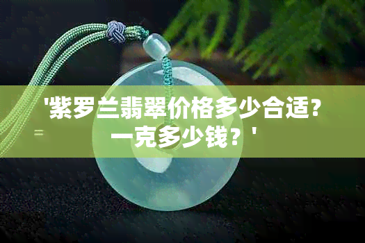 '紫罗兰翡翠价格多少合适？一克多少钱？'