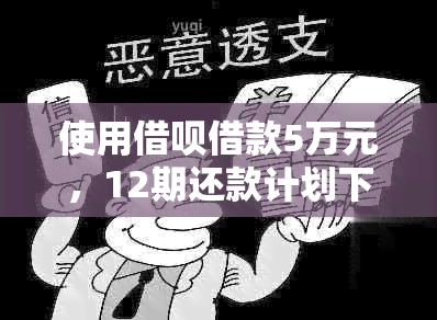 使用借呗借款5万元，12期还款计划下每月应还利息及总还款金额是多少？