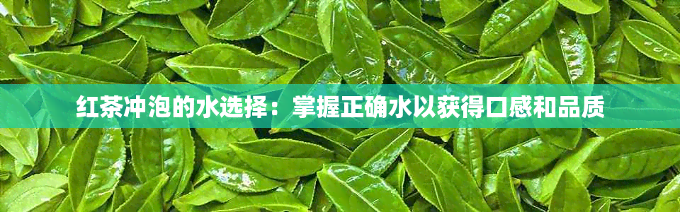 红茶冲泡的水选择：掌握正确水以获得口感和品质