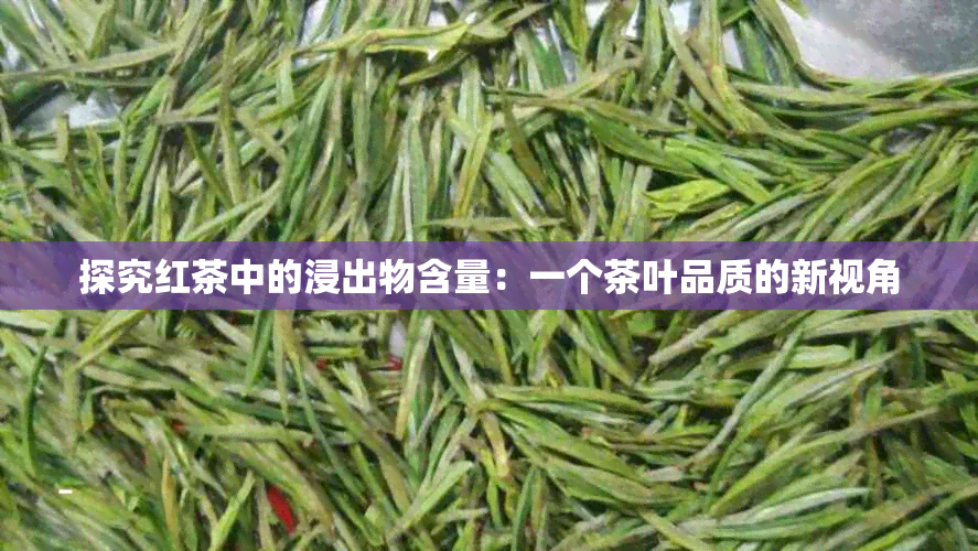 探究红茶中的浸出物含量：一个茶叶品质的新视角