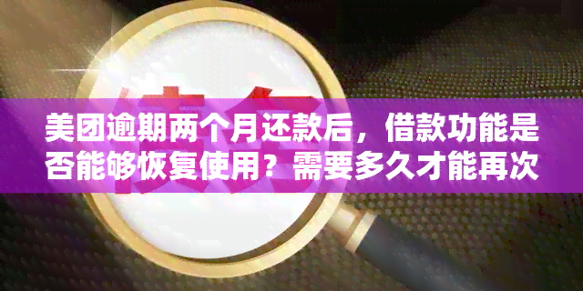 美团逾期两个月还款后，借款功能是否能够恢复使用？需要多久才能再次借款？